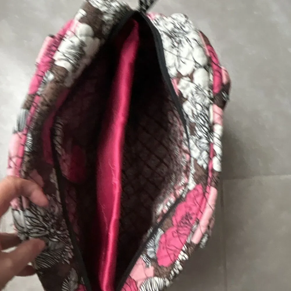 Vera Bradley Floral Pink Brown White computer bag size 15 x 12 x 4 inches